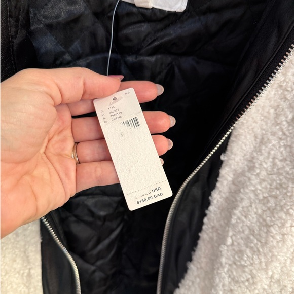 Anthropologie Avec Les Filles Sherpa Fleece Varsity Bomber Jacket NWOT - Picture 9 of 13